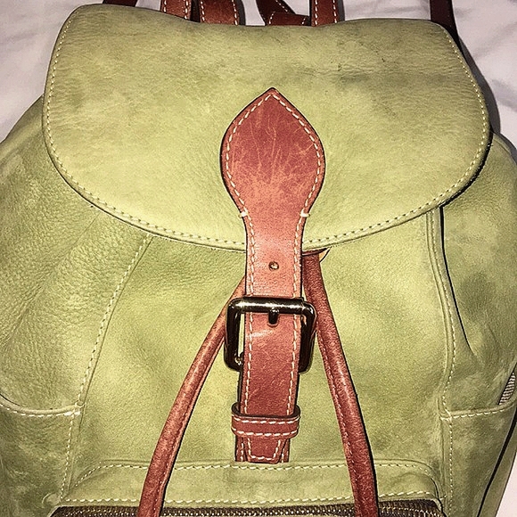 DOONEY & BOURKE Green Nubuck Leather Backpack EUC VINTAGE Y2K AUTHENTIC - Picture 4 of 16
